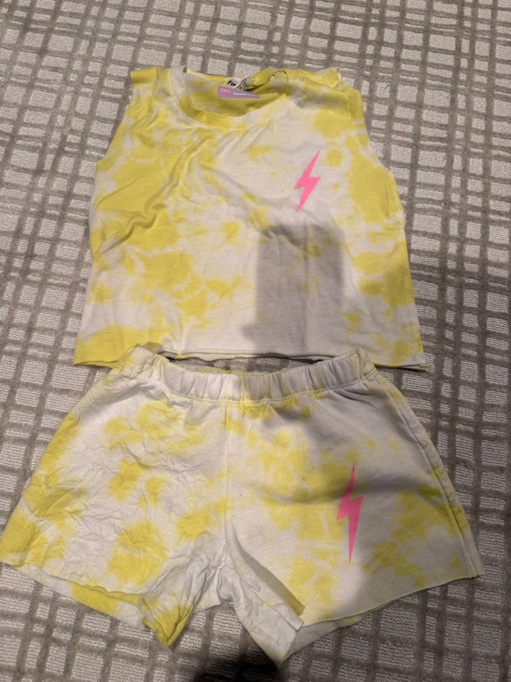 Firehouse Yellow Tie-Dye Lightning Tank & Shorts Set